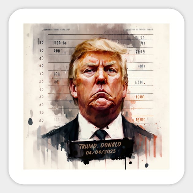 Trump mugshot painting Sticker by Fallacious Trump